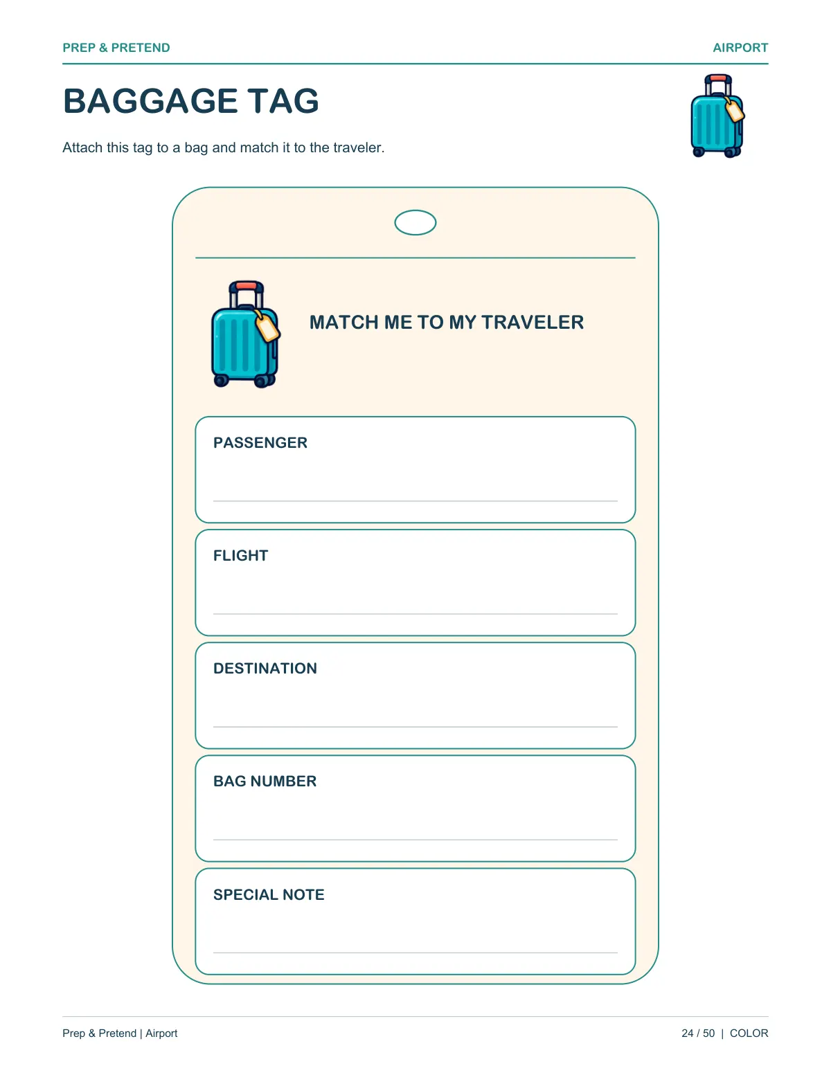Airport: authentic printable Baggage Tag, page 24