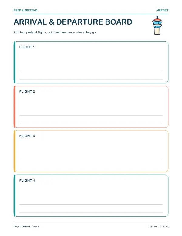 Airport: authentic printable Arrival & Departure Board, page 26
