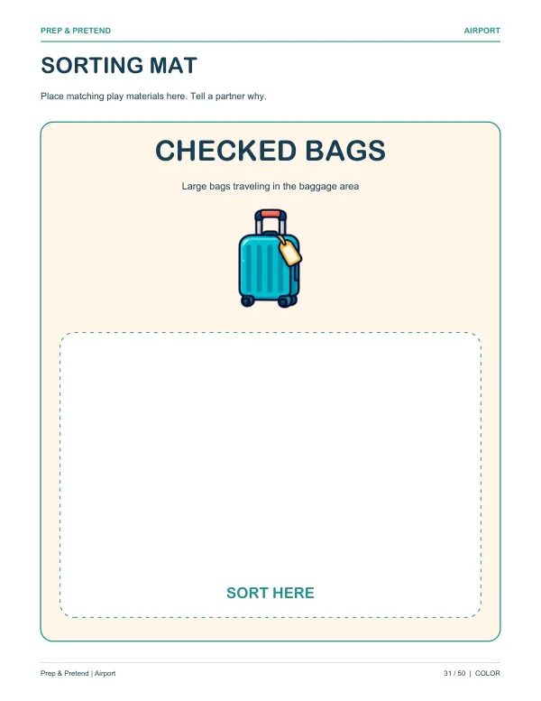 Airport: authentic printable Sorting Mat, page 31