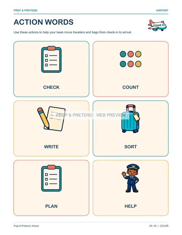 Airport: actual printable action words, page 29