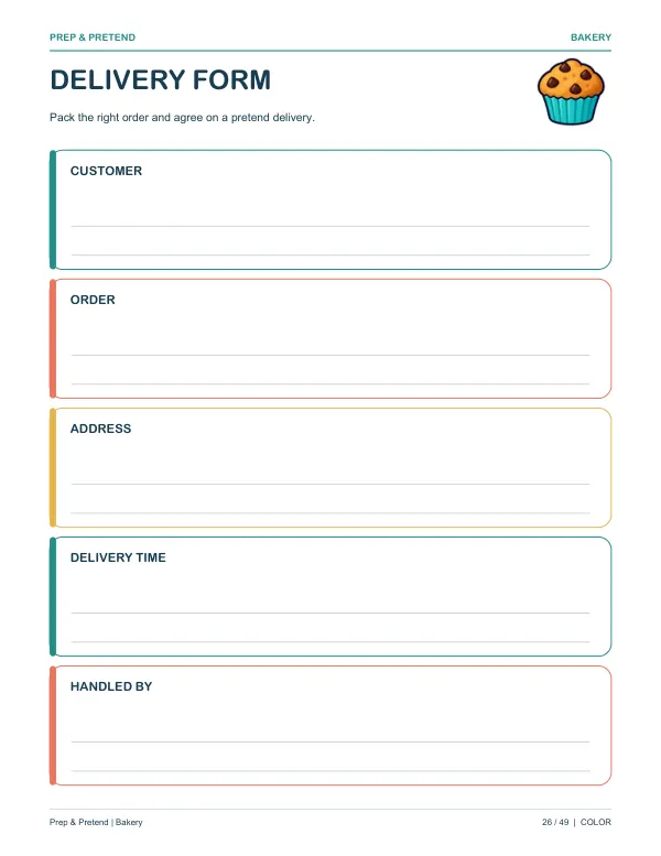 Bakery: authentic printable Delivery Form, page 26