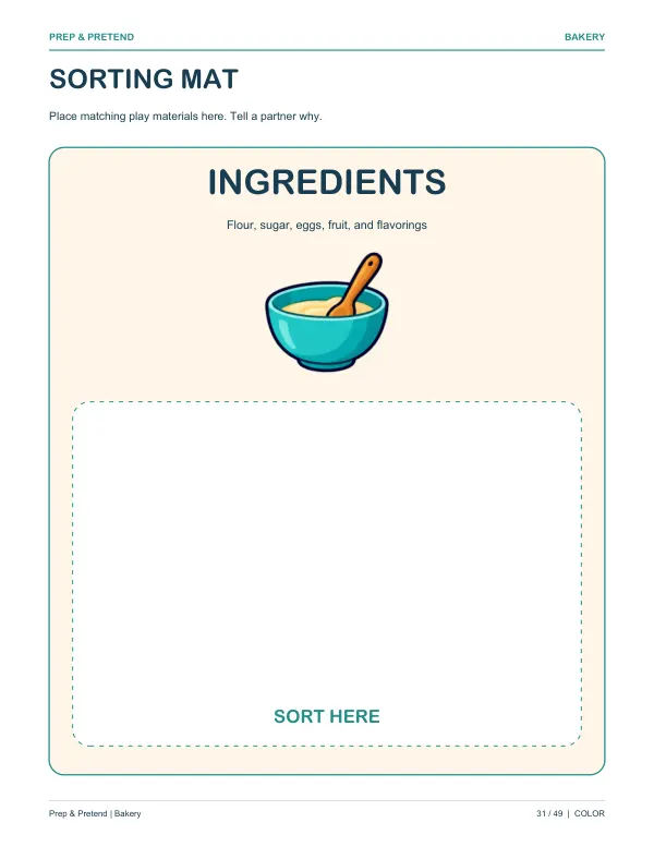 Bakery: authentic printable Sorting Mat, page 31