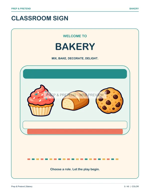 Bakery: actual printable classroom sign, page 5