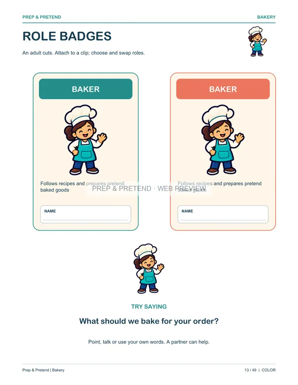 Bakery: actual printable role badges, page 13