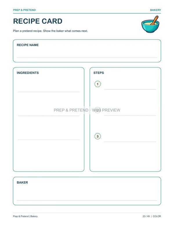 Bakery: actual printable recipe card, page 23