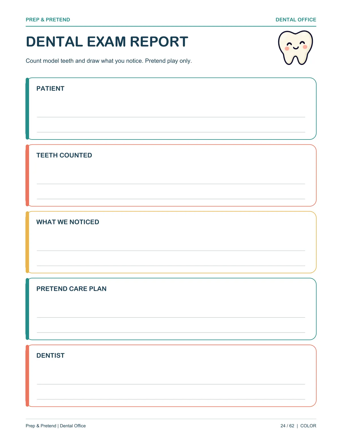 Dentist: authentic printable Dental Exam Report, page 24