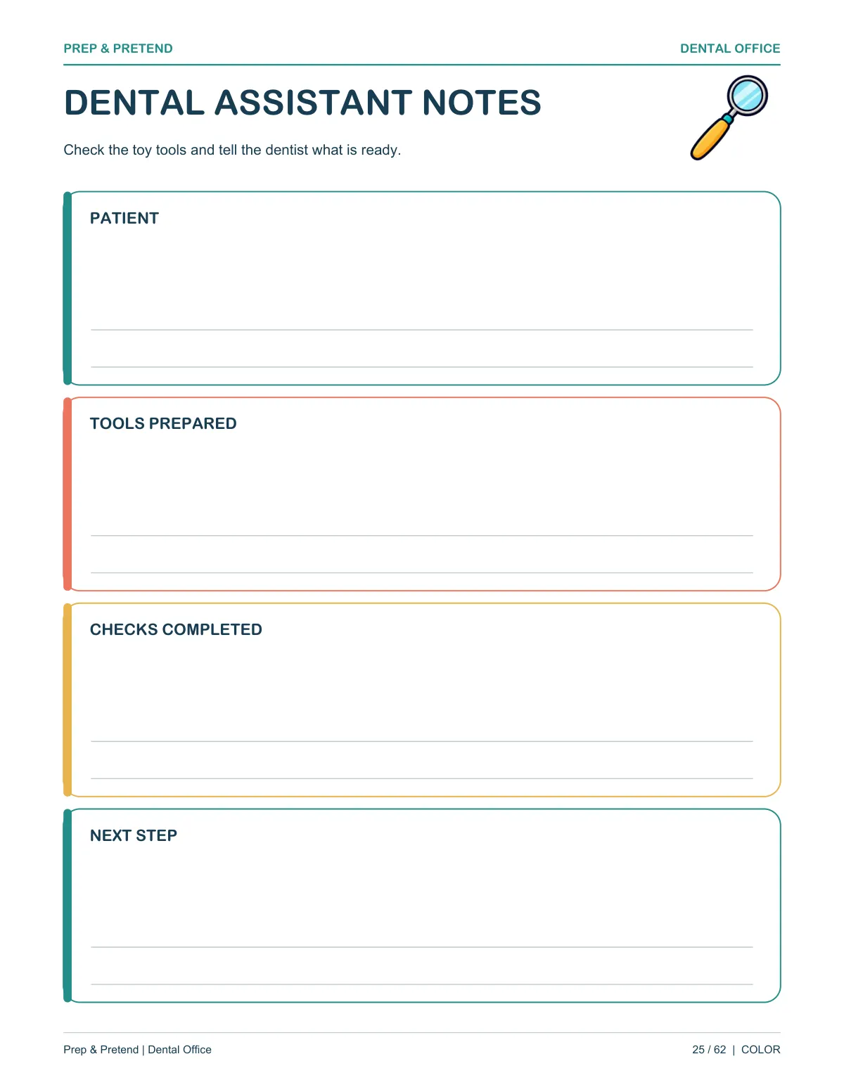 Dentist: authentic printable Dental Assistant Notes, page 25