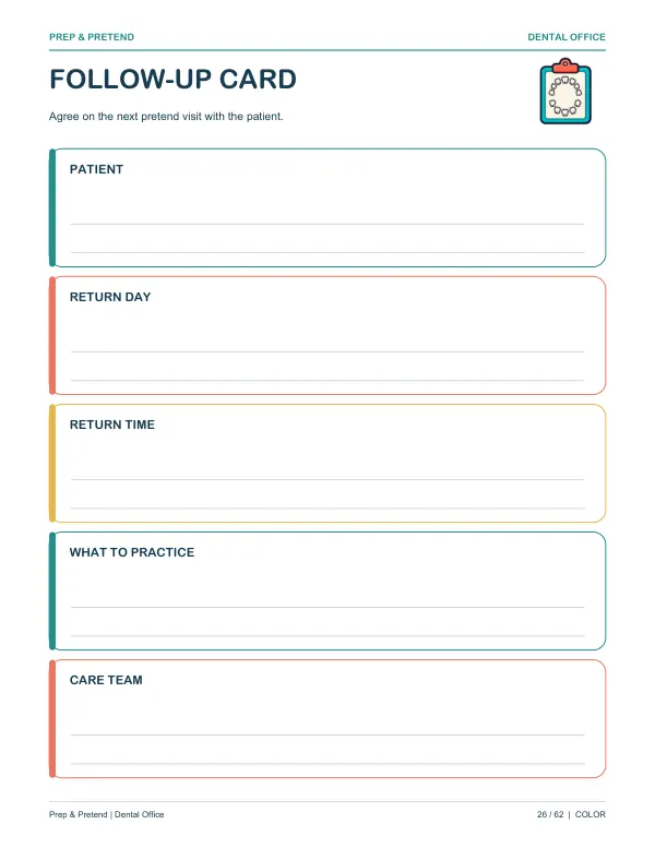 Dentist: authentic printable Follow-Up Card, page 26
