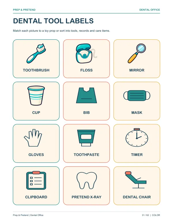 Dentist: authentic printable Dental Tool Labels, page 31