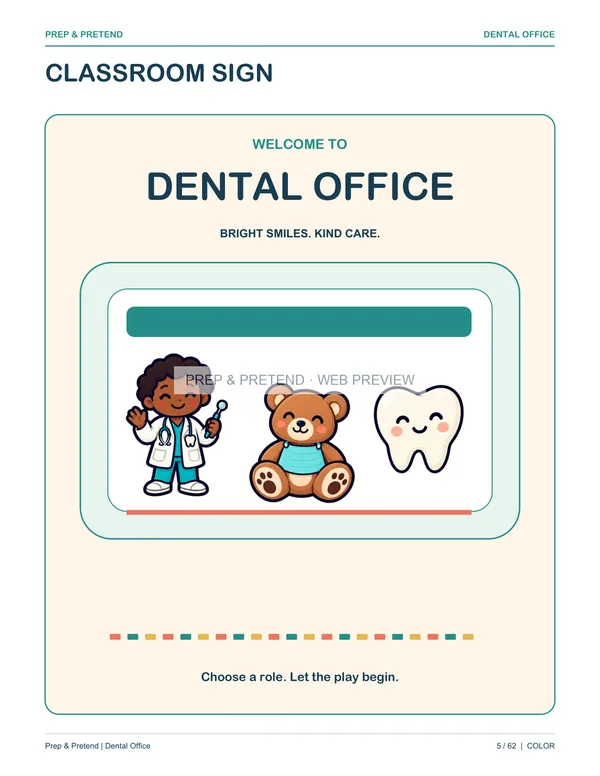 Dentist: actual printable classroom sign, page 5