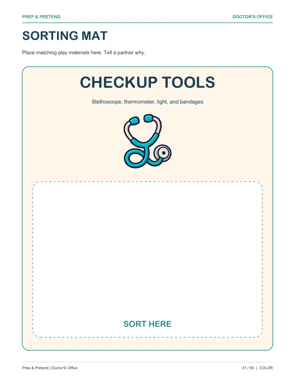 Doctor’s Office: authentic printable Sorting Mat, page 31