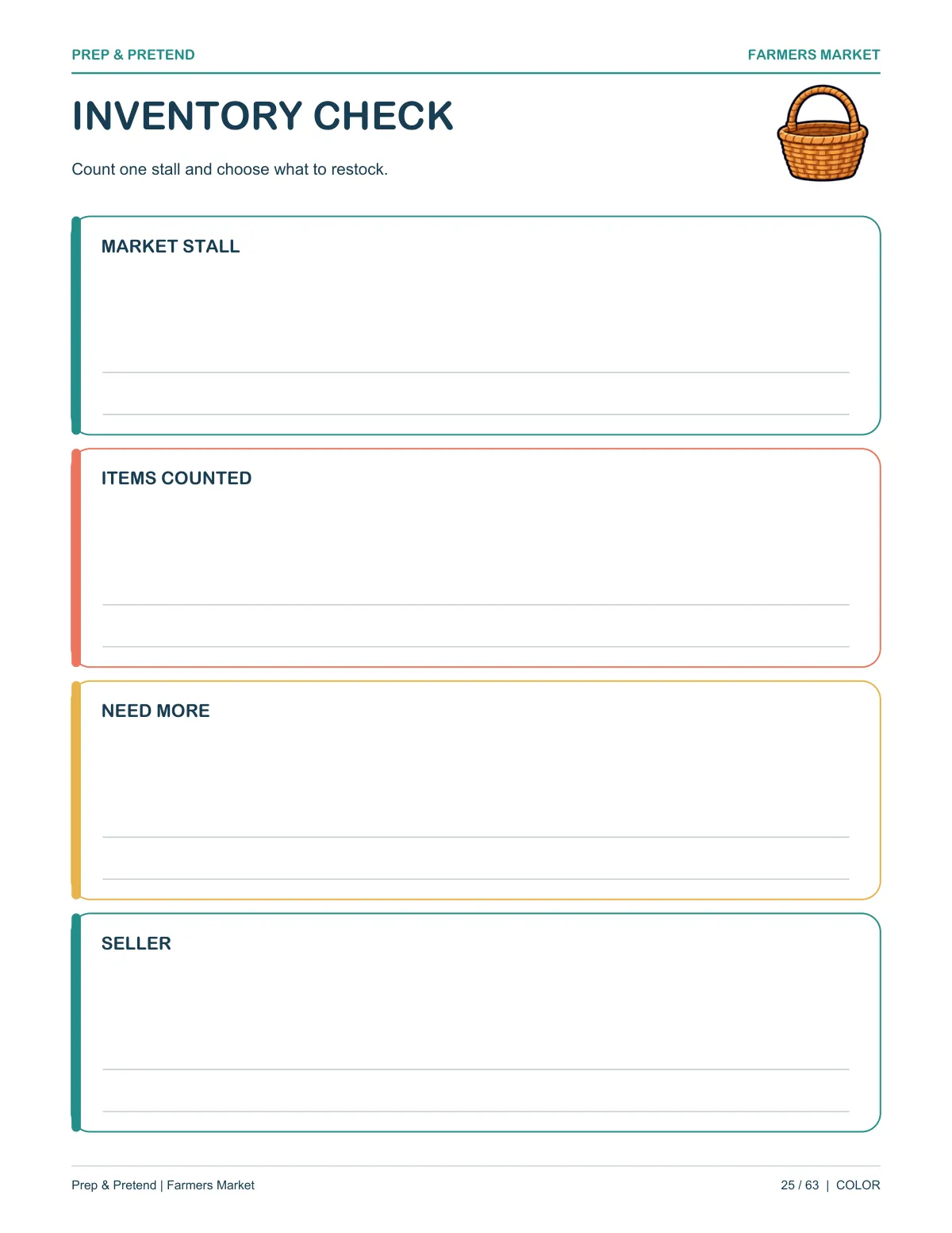 Farmers Market: authentic printable Inventory Check, page 25