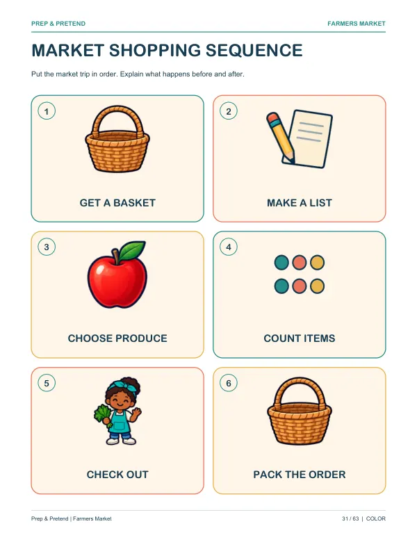 Farmers Market: authentic printable Market Shopping Sequence, page 31