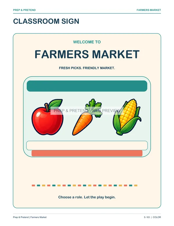 Farmers Market: actual printable classroom sign, page 5
