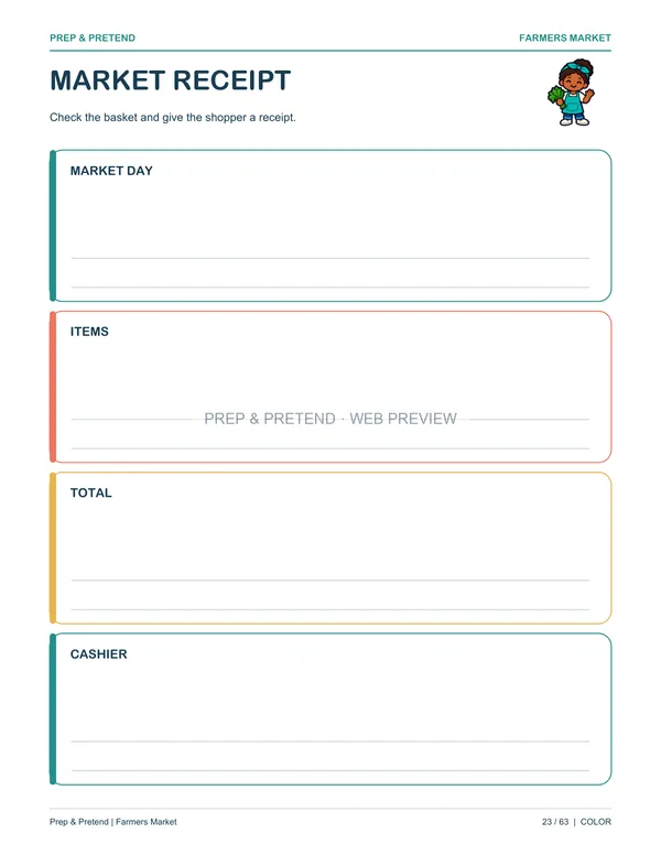 Farmers Market: actual printable market receipt, page 23