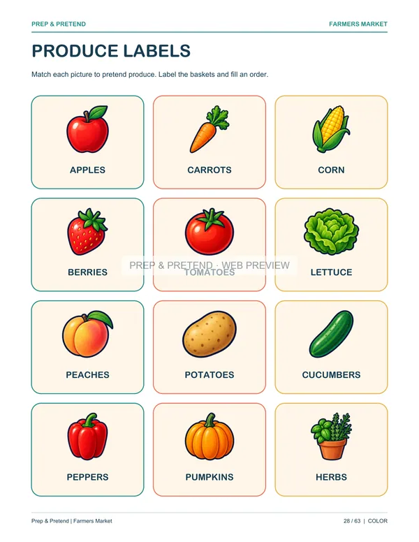 Farmers Market: actual printable produce labels, page 28