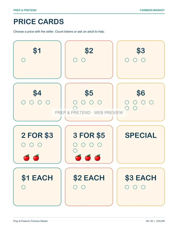 Farmers Market: actual printable price cards, page 29