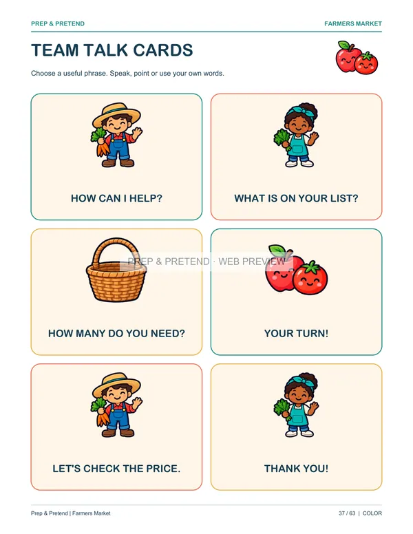 Farmers Market: actual printable team talk cards, page 37