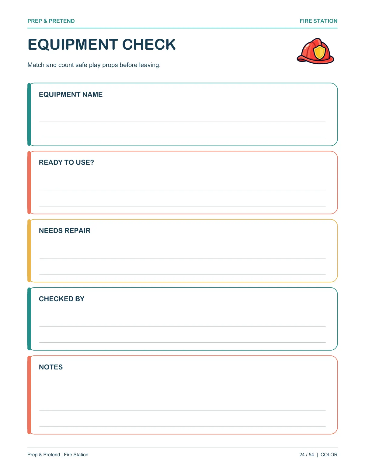 Fire Station: authentic printable Equipment Check, page 24