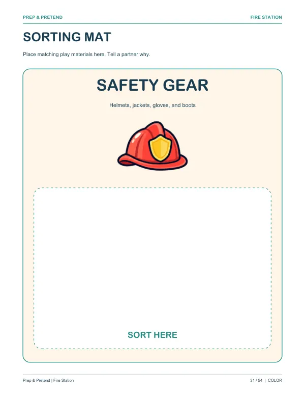 Fire Station: authentic printable Sorting Mat, page 31
