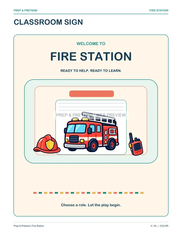 Fire Station: actual printable classroom sign, page 5