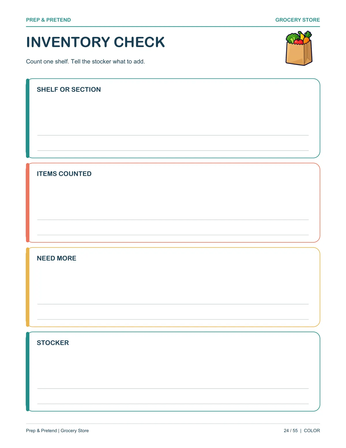 Grocery Store: authentic printable Inventory Check, page 24