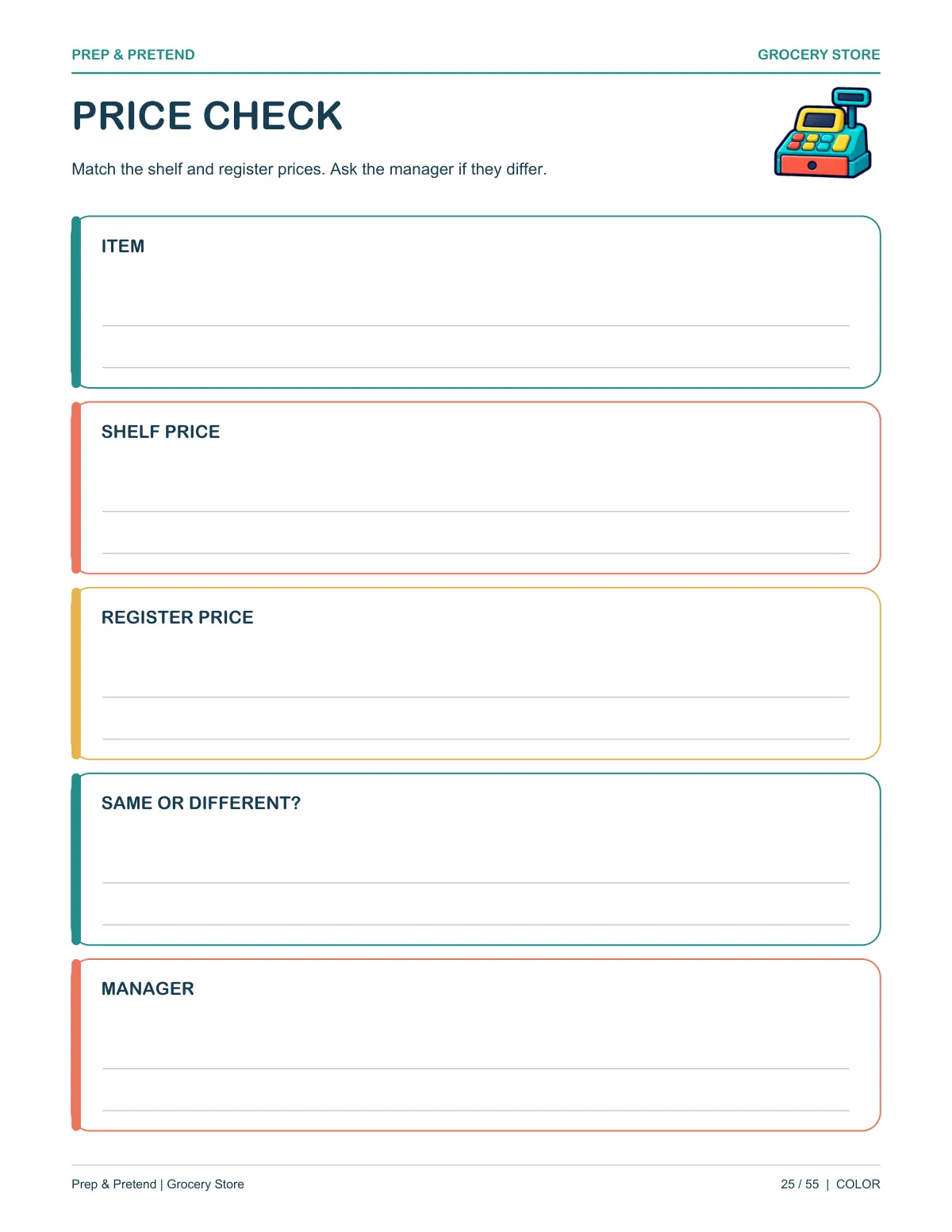 Grocery Store: authentic printable Price Check, page 25