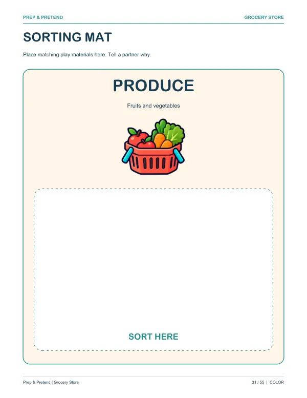 Grocery Store: authentic printable Sorting Mat, page 31