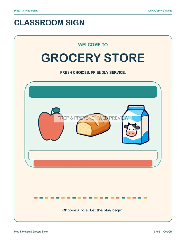 Grocery Store: actual printable classroom sign, page 5