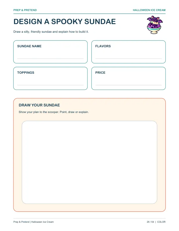 Halloween Ice Cream Shop: authentic printable Design A Spooky Sundae, page 26