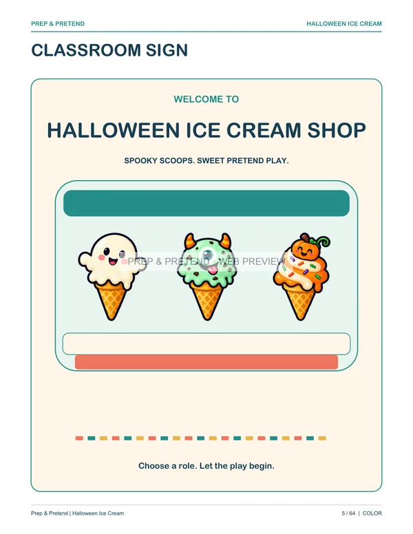 Halloween Ice Cream Shop: actual printable classroom sign, page 5