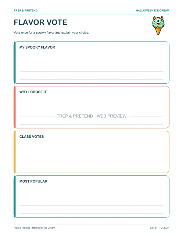 Halloween Ice Cream Shop: actual printable flavor vote, page 23