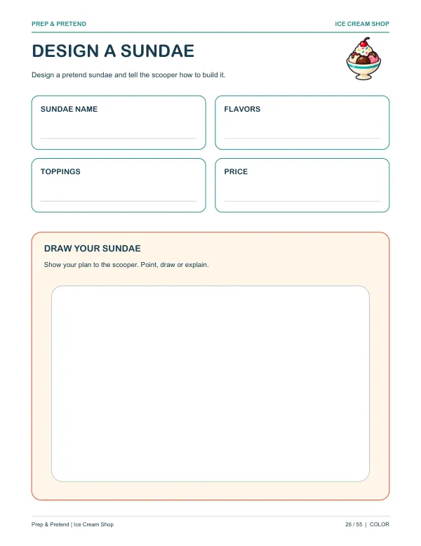Ice Cream Shop: authentic printable Design A Sundae, page 26