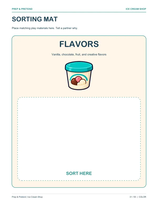 Ice Cream Shop: authentic printable Sorting Mat, page 31