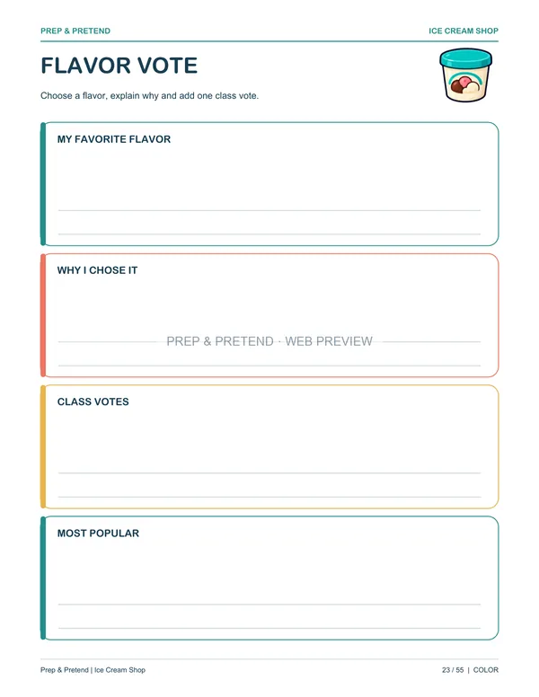 Ice Cream Shop: actual printable flavor vote, page 23