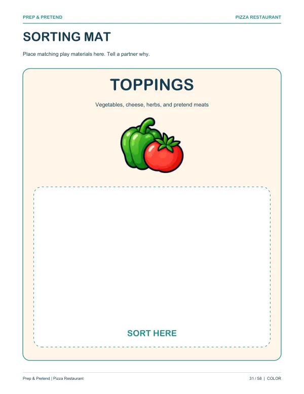Pizza Restaurant: authentic printable Sorting Mat, page 31