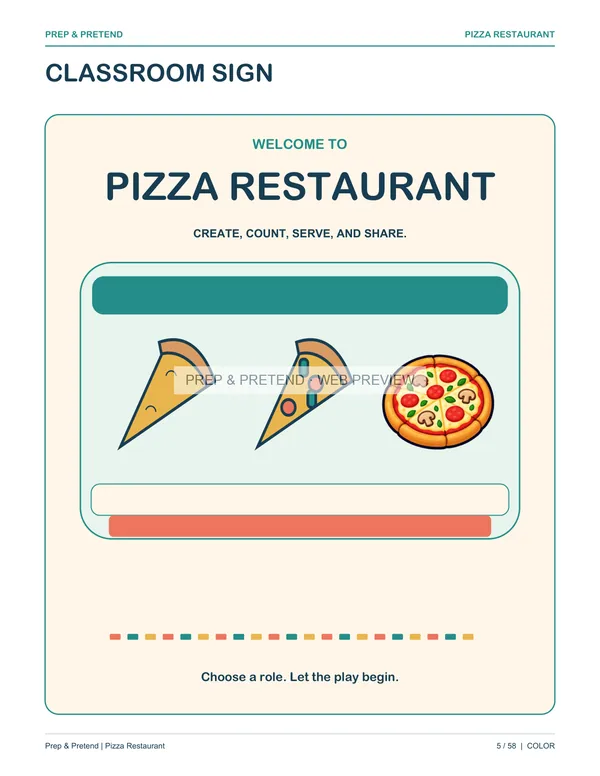 Pizza Restaurant: actual printable classroom sign, page 5