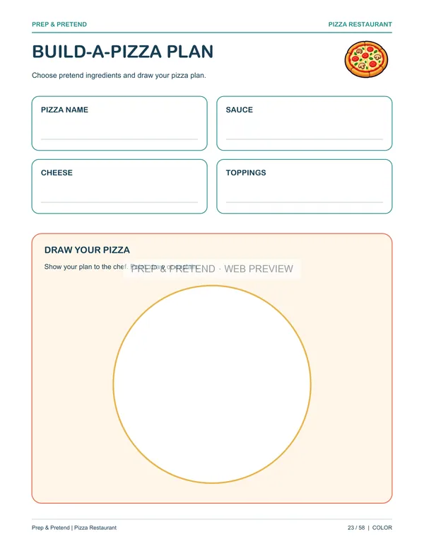 Pizza Restaurant: actual printable build-a-pizza plan, page 23