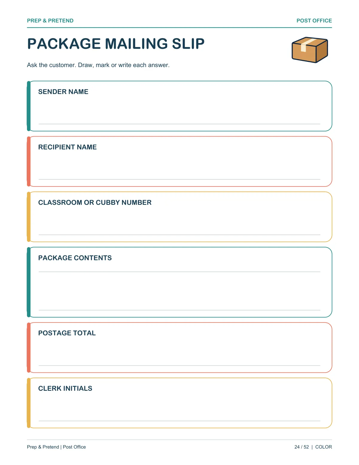 Post Office: authentic printable Package Mailing Slip, page 24