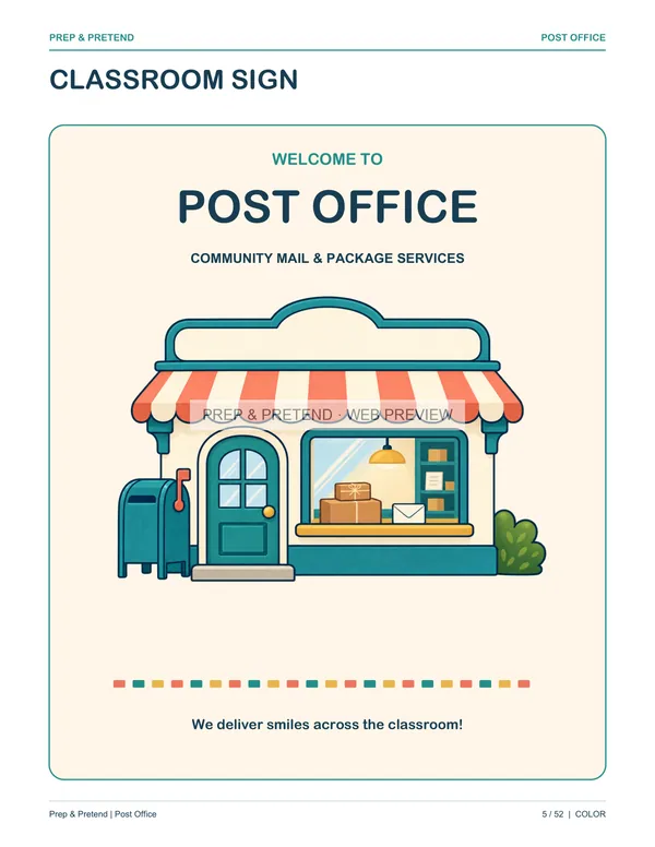 Post Office: actual printable classroom sign, page 5