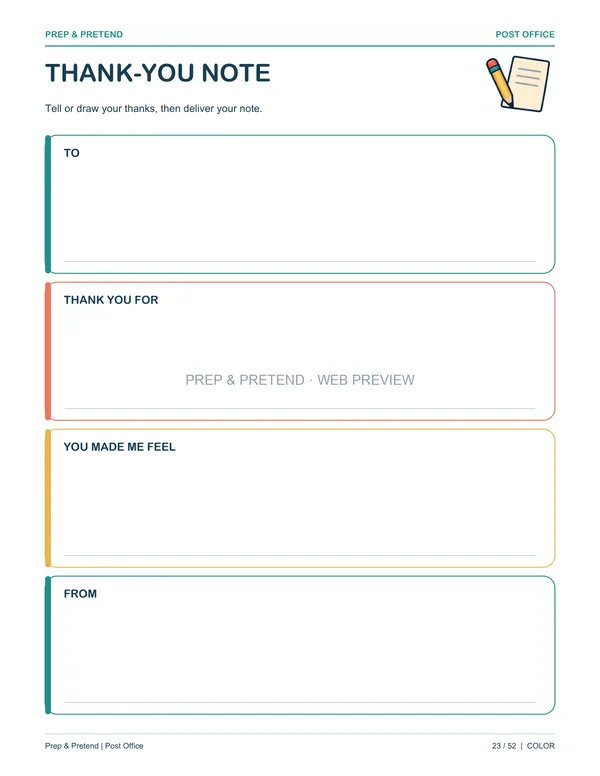 Post Office: actual printable thank-you note, page 23