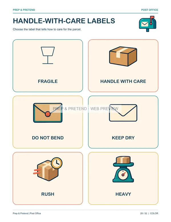 Post Office: actual printable handle-with-care labels, page 28