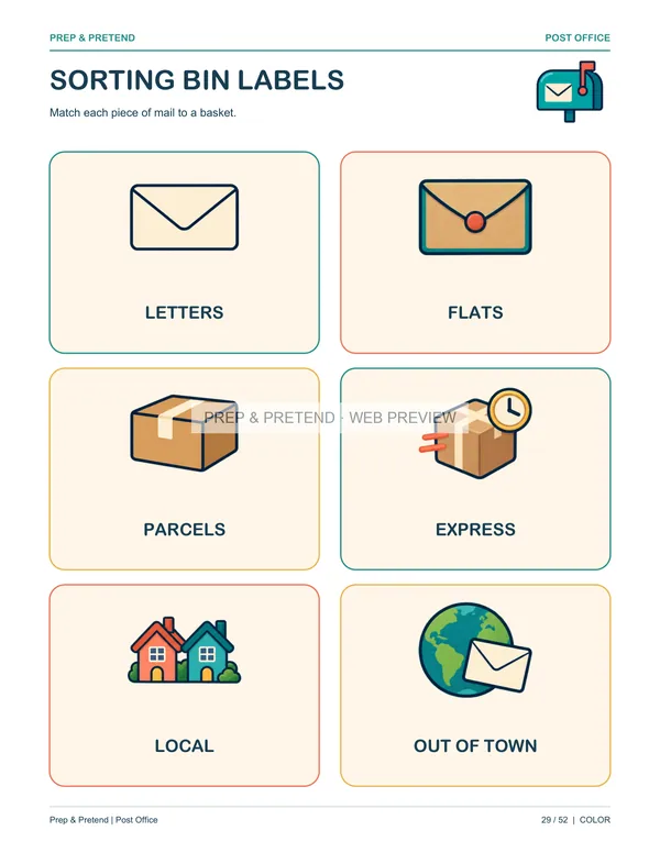 Post Office: actual printable sorting bin labels, page 29