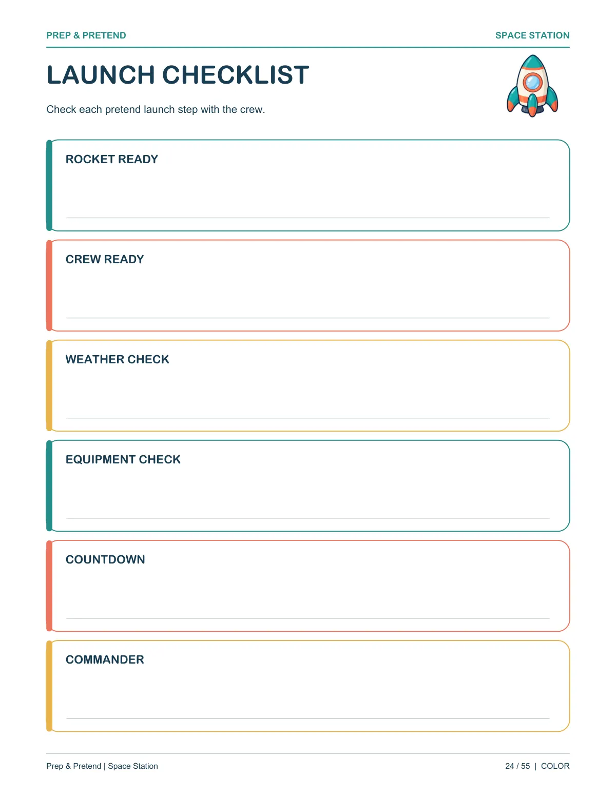 Space Station: authentic printable Launch Checklist, page 24