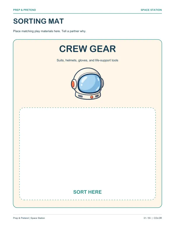 Space Station: authentic printable Sorting Mat, page 31