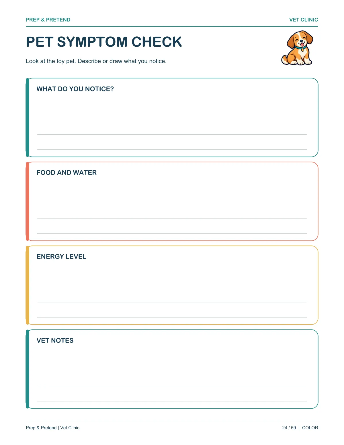 Vet Clinic: authentic printable Pet Symptom Check, page 24