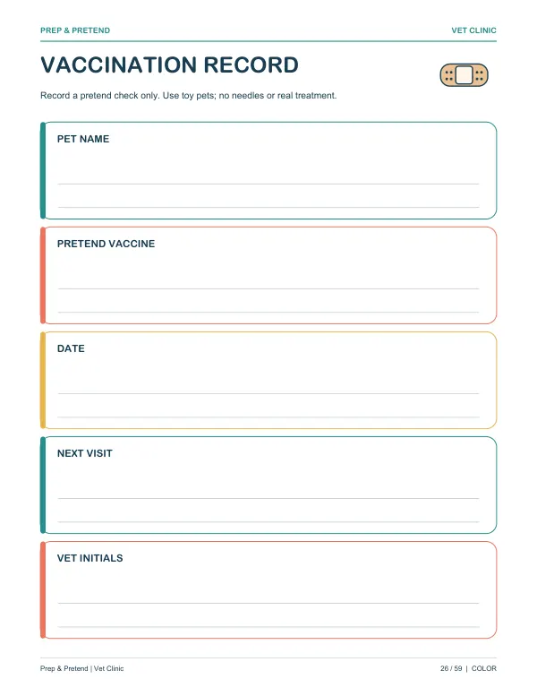 Vet Clinic: authentic printable Vaccination Record, page 26