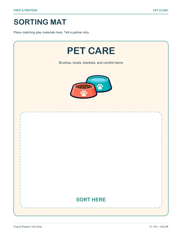 Vet Clinic: authentic printable Sorting Mat, page 31