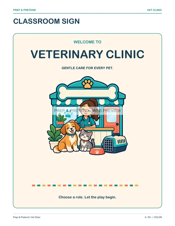 Vet Clinic: actual printable classroom sign, page 5