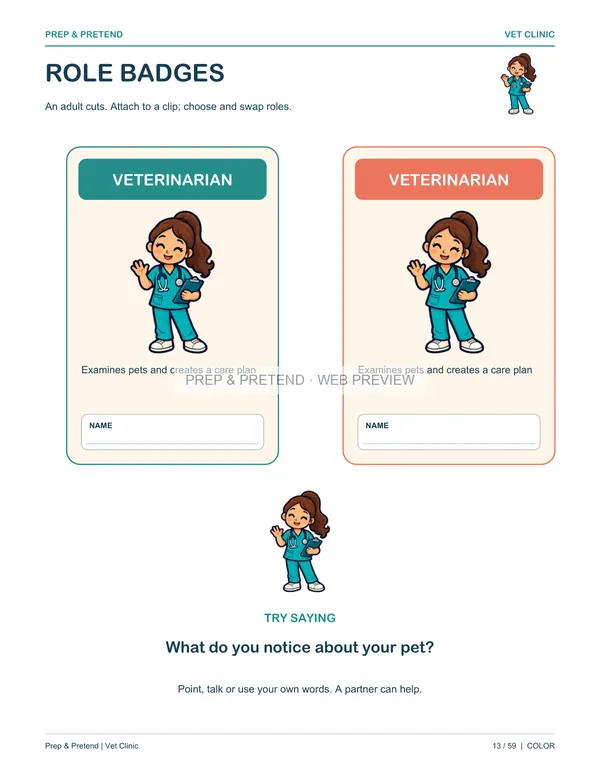 Vet Clinic: actual printable role badges, page 13